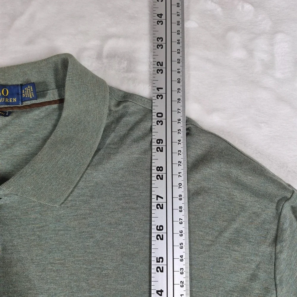 Polo Ralph Lauren Polo Shirt Men's XXL Green Classic Fit Long Sleeve Flesh Pony